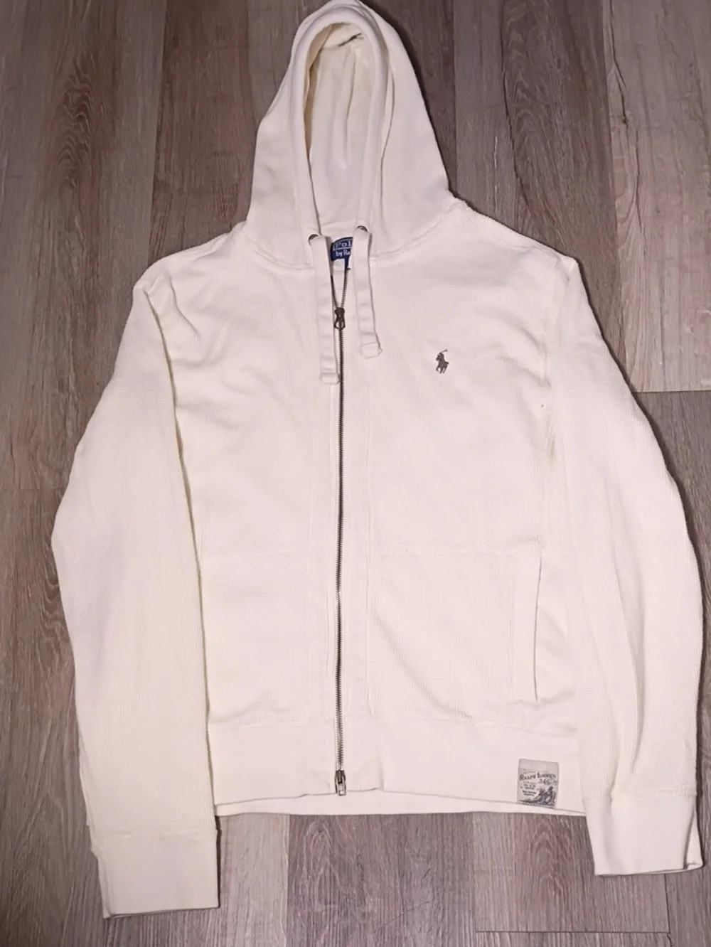 Ralph Lauren Off-White Full-Zip Hoodie with Pony Emblem